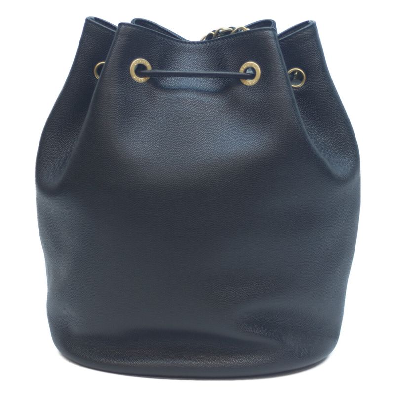 Chanel 28th As1045 Black Caviar Skin Deauville Drawstring Chain Shoulder Bag