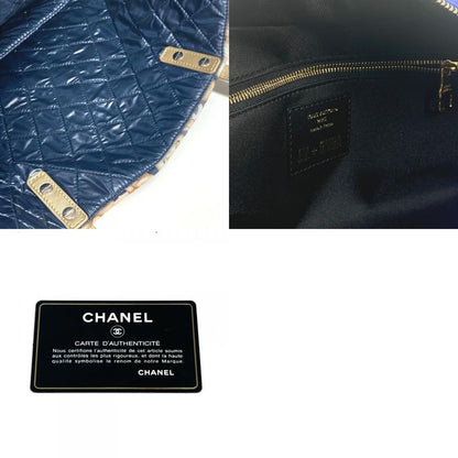 Chanel Shoulder Bag Cat Choupette Camellia Cat Leather / Nylon Blue