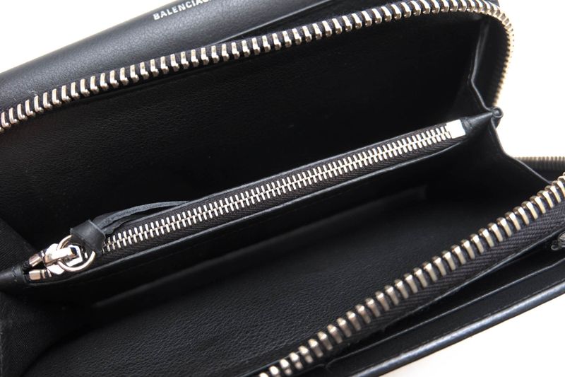 Balenciaga Long Wallet Men Leather Genuine Leather Black 371661 Papier Za Money