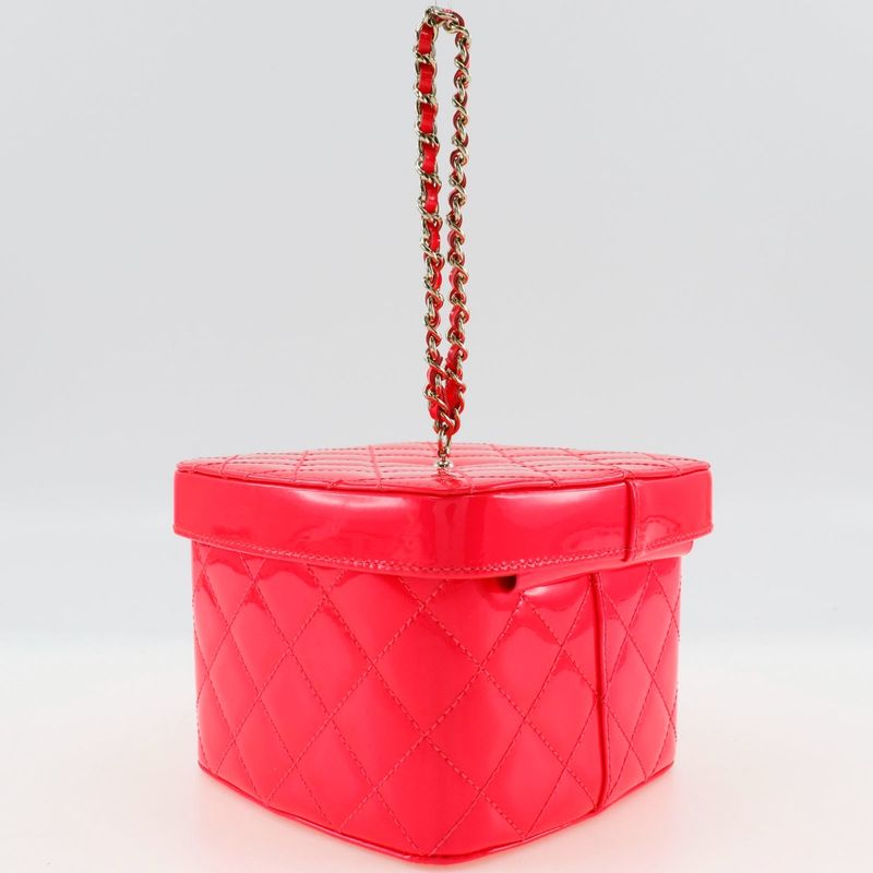 Chanel Vanity Matelasse Party Bag X Patent Leather Pink Ladies Handbag