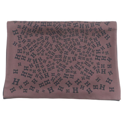 Hermes 100% Silk Logo All Over Reversible Scarf Scarf Brown Black With Box