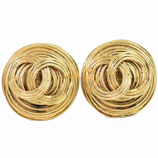 Authentic Chanel Coco Mark Earrings GP Gold Plated Coco Mark Accessories