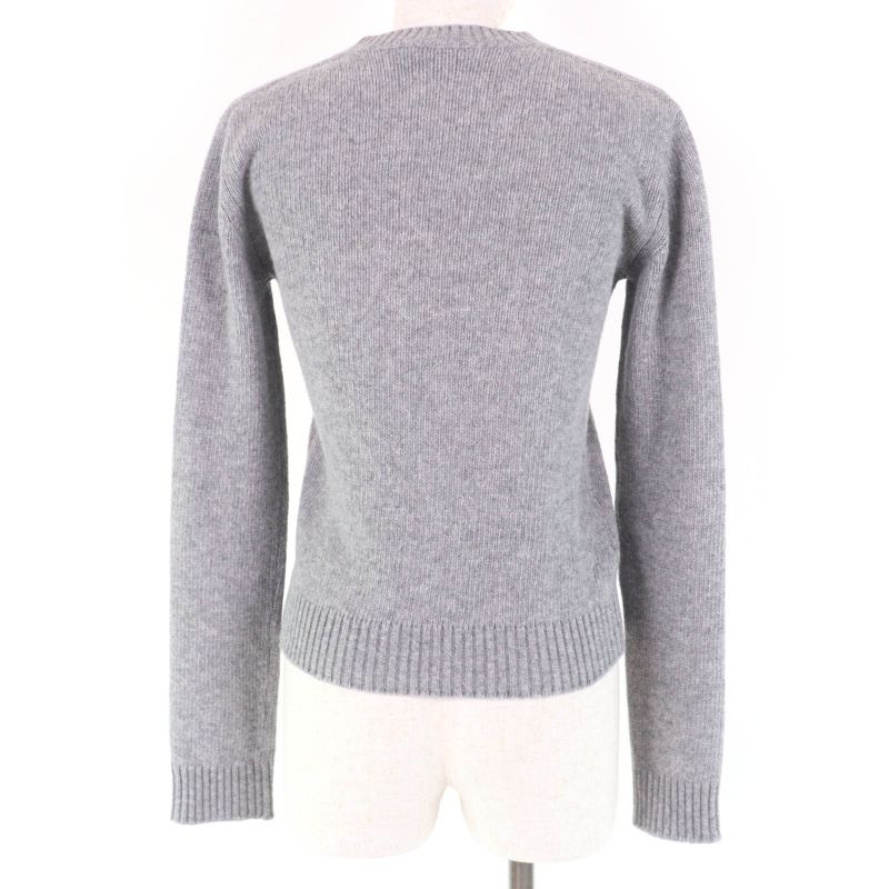 Prada 2021 P24m2h Virgin Wool Cashmere Blend Logo Design Long Sleeve Knit Top