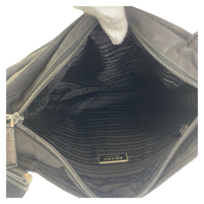Prada Tessuto Triangle Logo Plate Black Silver Hardware Nylon Crossbody