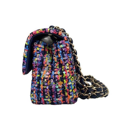 Chanel Shoulder Bag Mini Classic Chain Flap A69900 Matelasse Tweed Sequins Coco