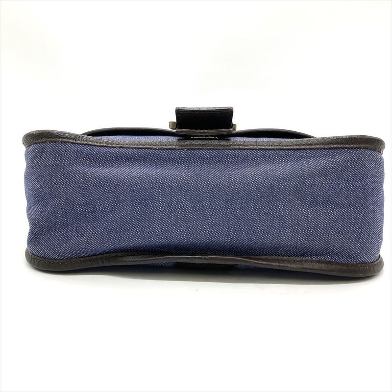 Fendi Shoulder Bag Denim Blue Gold Hardware Women
