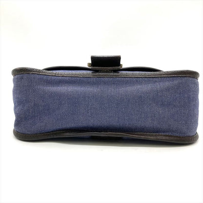 Fendi Shoulder Bag Denim Blue Gold Hardware Women