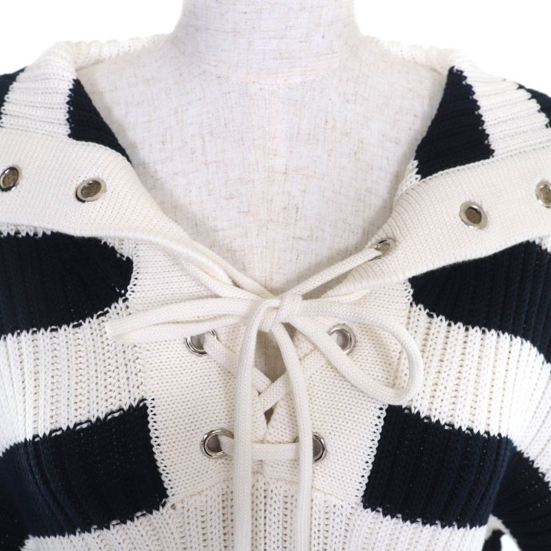 Christian DIOR 25SS 524s13a7025 100% Cotton Striped Sailor Collar Long Sleeve