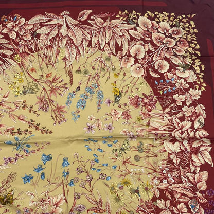 Hermes Similar Hermes Carré 90 LA Prairie Grasslands Scarf 100% Red Silk Carré
