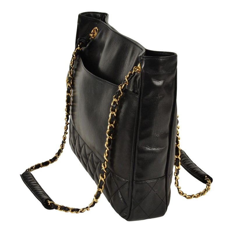 Chanel Shoulder Bag Black Gold Hardware Coco Mark Vintage Women