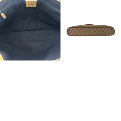 Gucci Beige Brown Silver Hardware GG Canvas 113015 Tote Bag Shoulder Bag Women