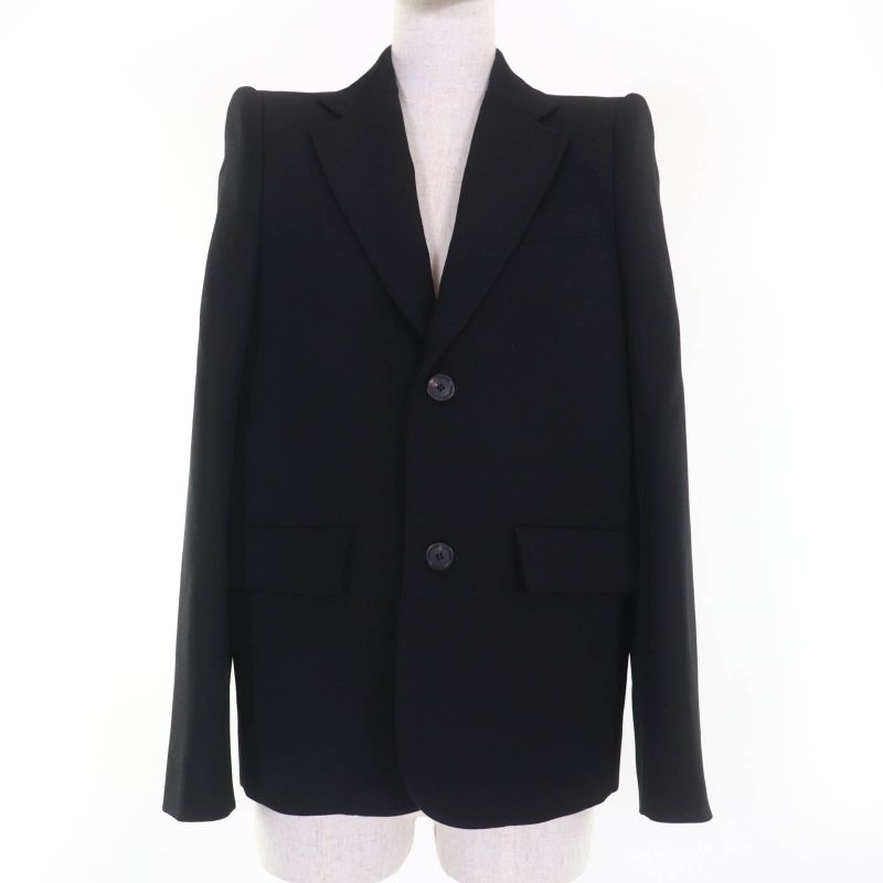 Balenciaga 623044 100% Wool Power Shoulder Tailored Jacket Black 34 Hanger Made