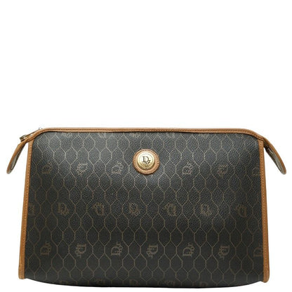 Dior Honeycomb Black Brown PVC Leather Women's Dior