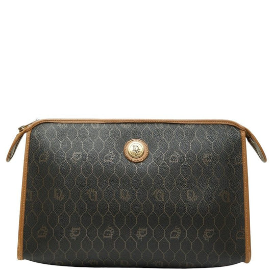 Dior Honeycomb Black Brown PVC Leather Women's Dior