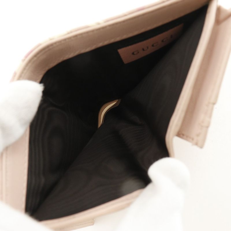 Gucci Compact Wallet GG Ghost Card Case 449421 Leather Pink Women's Bifold