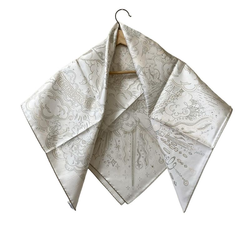 Hermes Scarf Carré 90 White X Rose Nacre X Vert De Gris Please HOLD THE