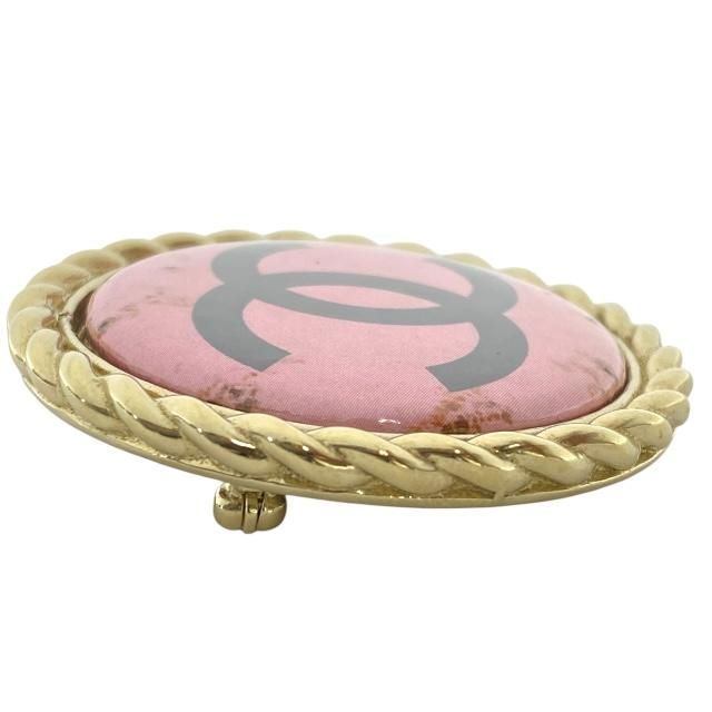 Chanel Brooch Pin Brooch Accessories Jewelry Circle Small Coco Mark GP Pink