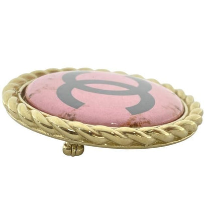 Chanel Brooch Pin Brooch Accessories Jewelry Circle Small Coco Mark GP Pink