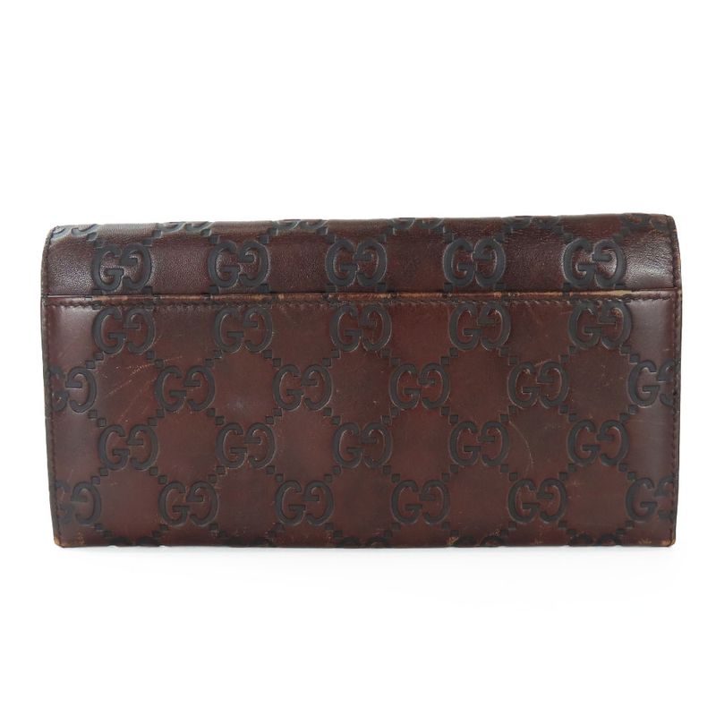 Gucci Bifold Wallet 146229 Sima Leather Dark Brown Long Wallet Small Accessories