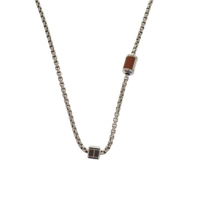 Hermes Meri Mello Metal Buffalo Horn Silver Ash Necklace 0812 Hermes