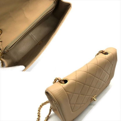 Chanel Diana CC Logo Quilted Lambskin Turnlock Chain Shoulder Bag Beige