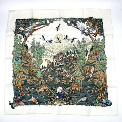 Hermes Carre 90 Sichuan Silk Scarf White With Box