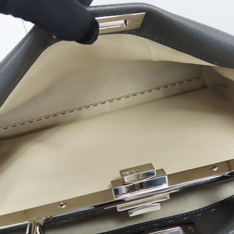 Fendi P-cub-medium Selleria 8bn290 Handbag 2WAY Asphalt Gray-leather