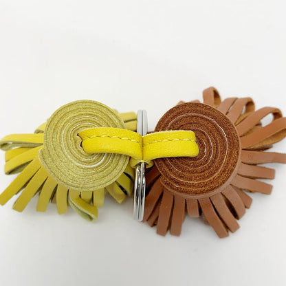 Hermes Carmen Unodos Brown/yellow Key Holder Charm Women's Silver Hardware