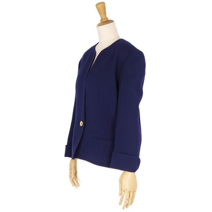 Vintage Celine Jacket Collarless Jacket Macadam Button Wool Outerwear Women 38