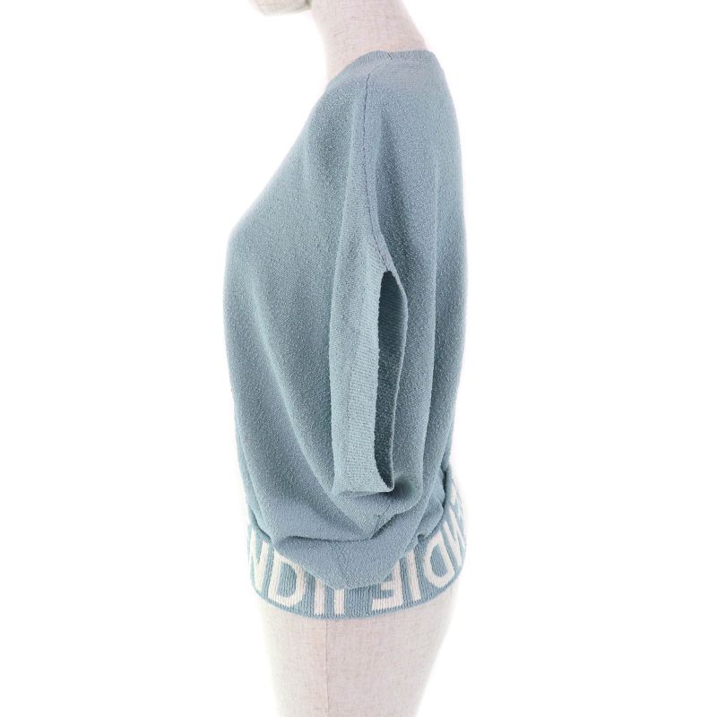 Fendi 2023 Fzxb23 Logo Design Asymmetrical Draped Knit Blue 36 Storage With Bag