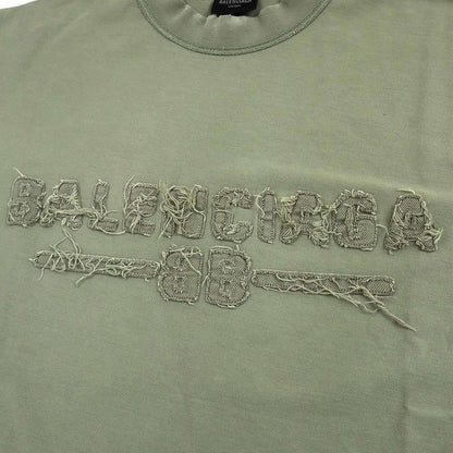 Balenciaga 25ss Medium Fit T-Shirt Inside Out Logo T-Shirt 822441 Tsva2 Green