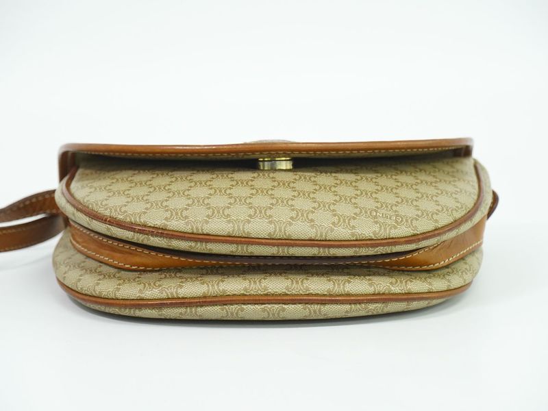 Authentic Celine Macadam Shoulder Bag Pochette PVC Beige Macadam Bag Pre-owned