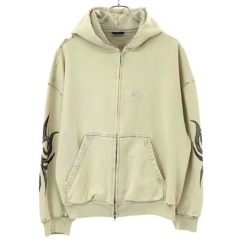 Balenciaga 24aw Y2k Zip-Up Hoodie Regular Fit Zip-Up Hoodie 803264 Trvg2 Beige M