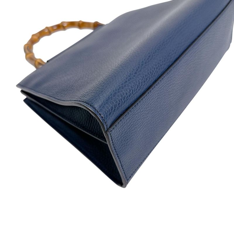 Gucci 470271 Leather Bamboo 2-way Handbag Gucci Blue
