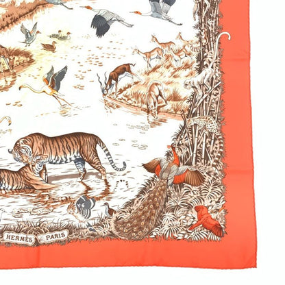 Hermes LA Treve DE LEAU Water Truce Carre 90 Scarf Large Tiger Taiga Animal