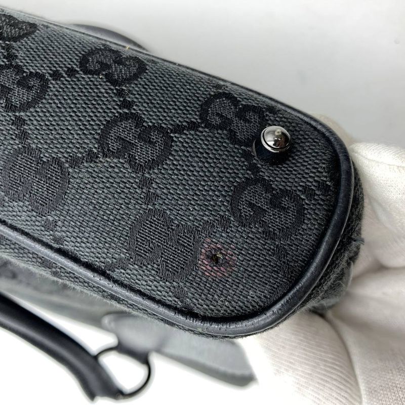 Gucci 113015 Handbag GG Canvas Leather Black Ladies Men Fashion Gift