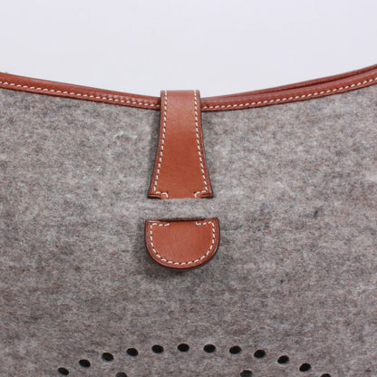 Hermes Evelyn 1 Leather And Felt Gray Shoulder Bag Silver