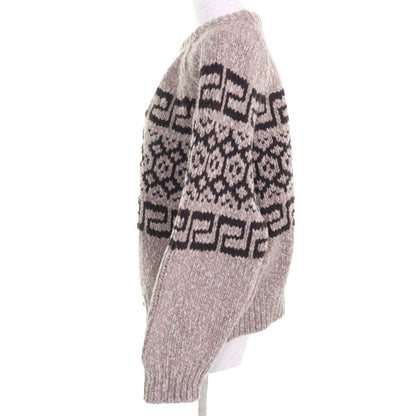 Celine 2adw6824v 100% Wool Triomphe Crew Neck Long Sleeve Knit Sweater Brownish