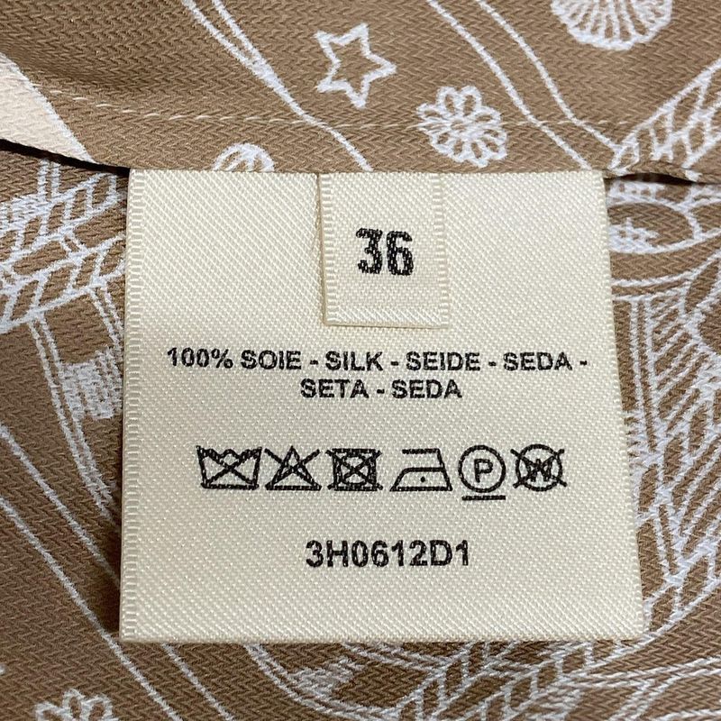 Hermes Dress Size 36 S Women - 3h0612d1 Beige And Light Brown Short Sleeves/knee