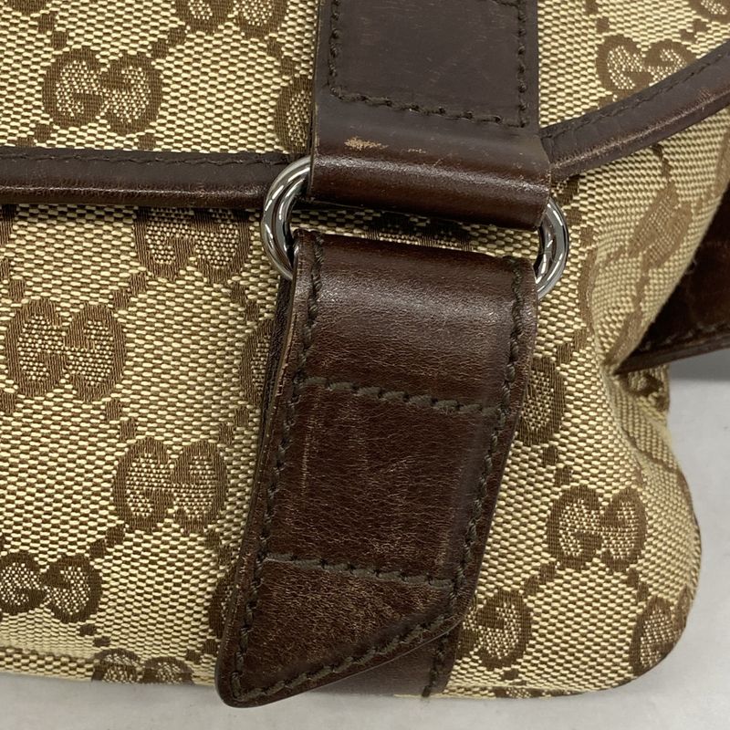 Gucci Waist Bag GG Canvas 145851 Canvas Brown Silver Hardware Women