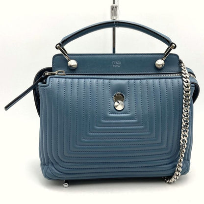 Fendi 8bn299 Dotcom Handbag Shoulder Bag 2way Blue Leather Women Fashion