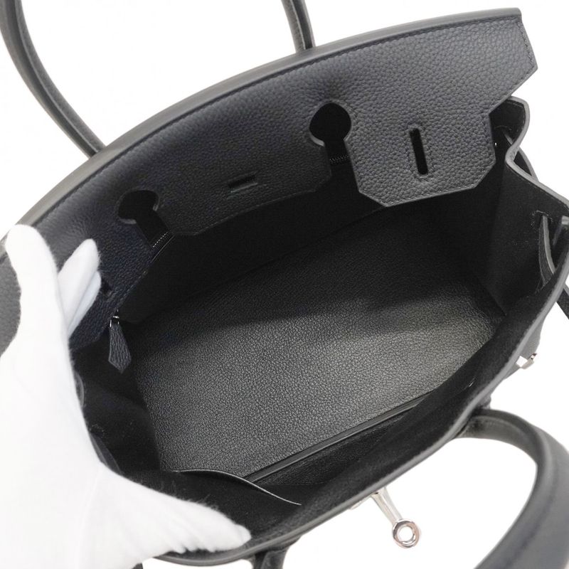 5mc1012-1-h-g]hermes Handbag Birkin 30 Togo Black Silver Hardware Engraved K