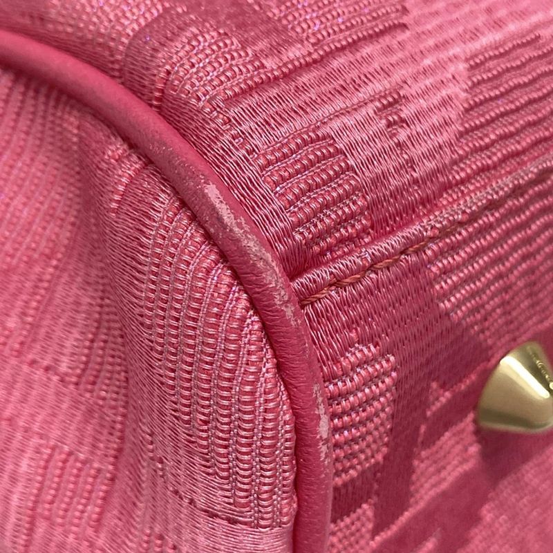 Dior/christian Dior Handbag Canage Stitch Pink Lame Leather