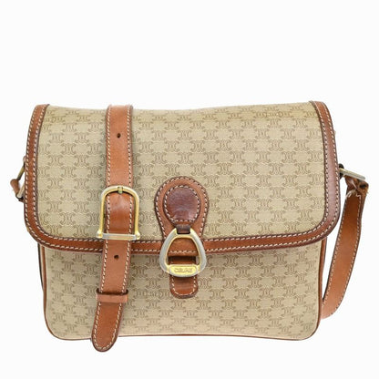 Celine Shoulder Bag Macadam Pattern Brown Leather 04ka747