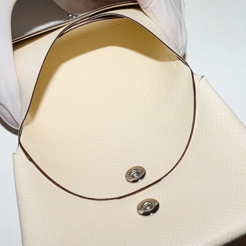 Hermes Coin Case Card Case Calvi Duo Epson Nata Silver Hardware