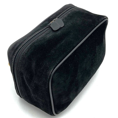 Gucci 032 106 0140 Vanity Bag Pouch Horsebit Black Suede Leather Fashion Women