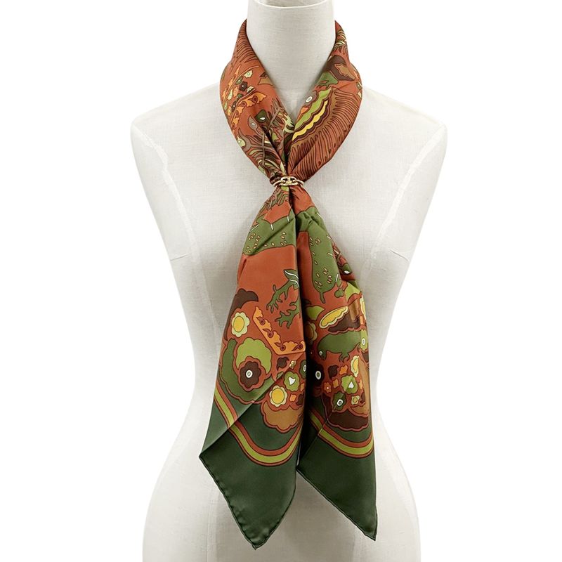 Hermes Scarf Carré 90 Tally-ho Women's Branded Silk Green Red Greenish Animal