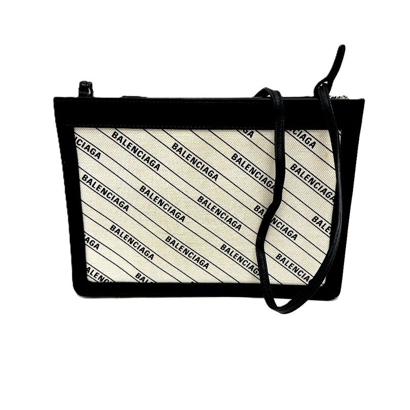 Balenciaga Shoulder Bag Total 528147 Leather / Canvas White And Black