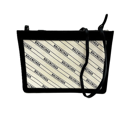 Balenciaga Shoulder Bag Total 528147 Leather / Canvas White And Black