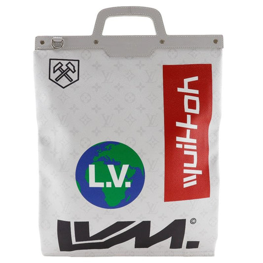 Louis Vuitton Flat Vertical Tote M44627 X White Monogram Canvas Light Gray